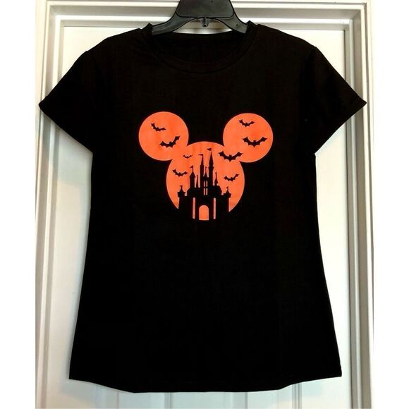 UNBRANDED MICKEY DISNEY EAR HALLOWEEN TEE - L Sz S - NWT. Cotton/Poly Blend. - Picture 9 of 11